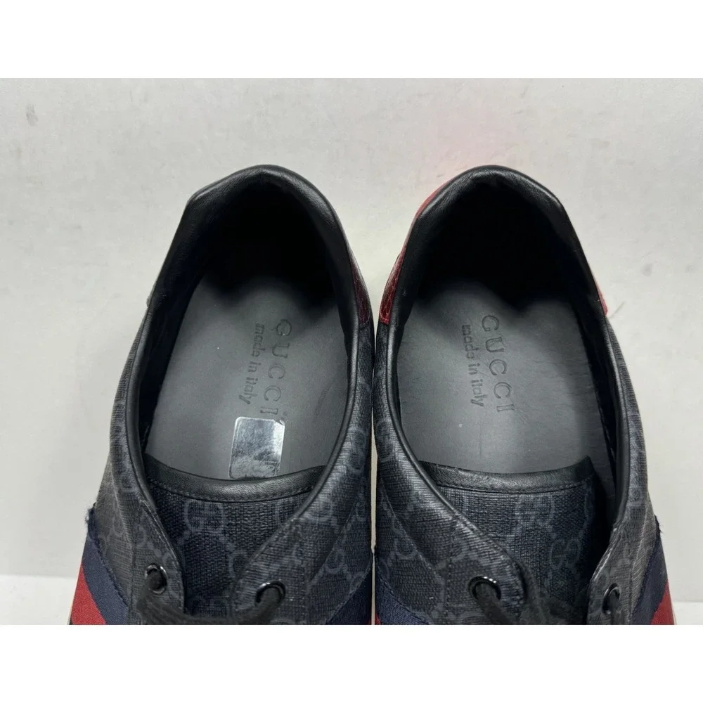 Gucci Ace Web GG Supreme Monogram Mens Size 11.5 US Black Blue Red Sneakers